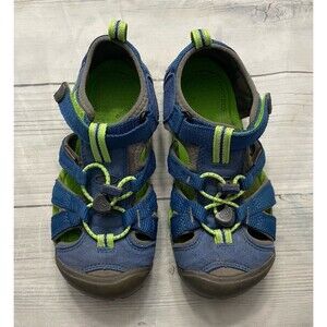 Blue & Green Keens Keen Boy Water Shoes Hiking Sandals, Size Youth 1
